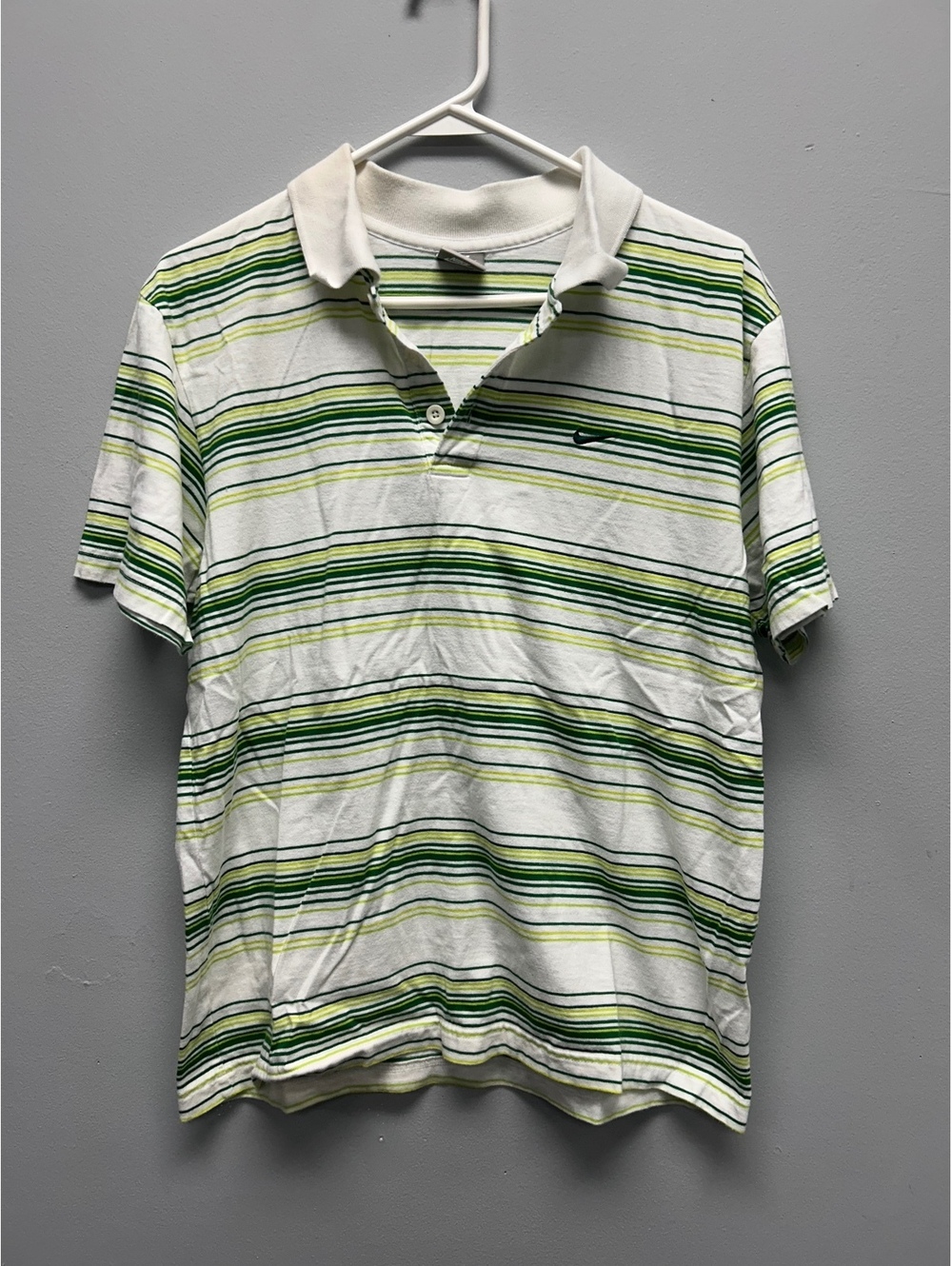 Nike Men's Striped Polo Shirt in White and Green